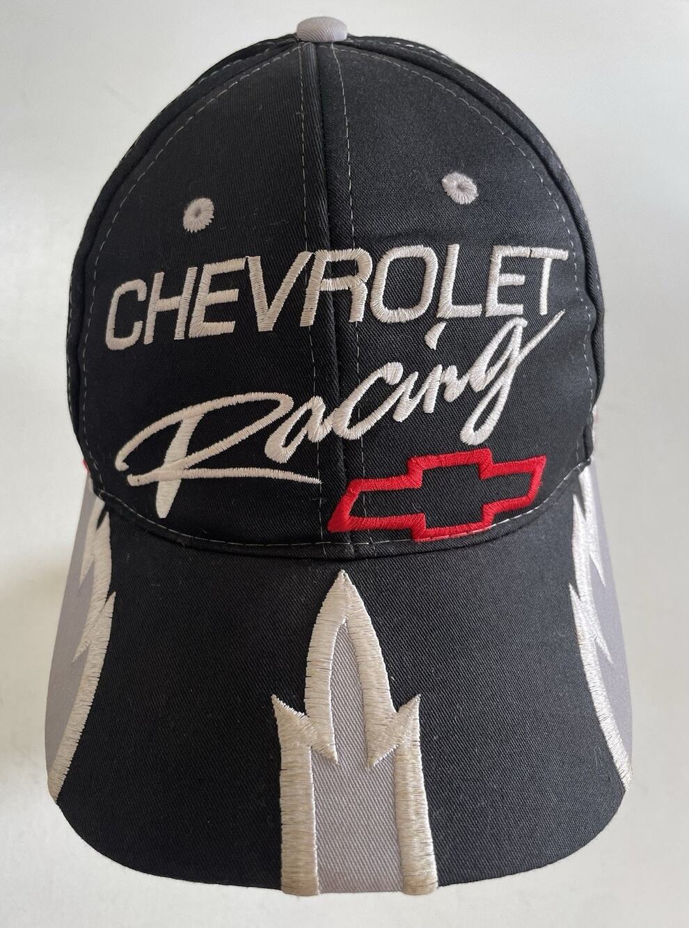 Chevrolet Racing Hat Cap Snap Back Black Red NASCAR Auto Racing Mens Race Car